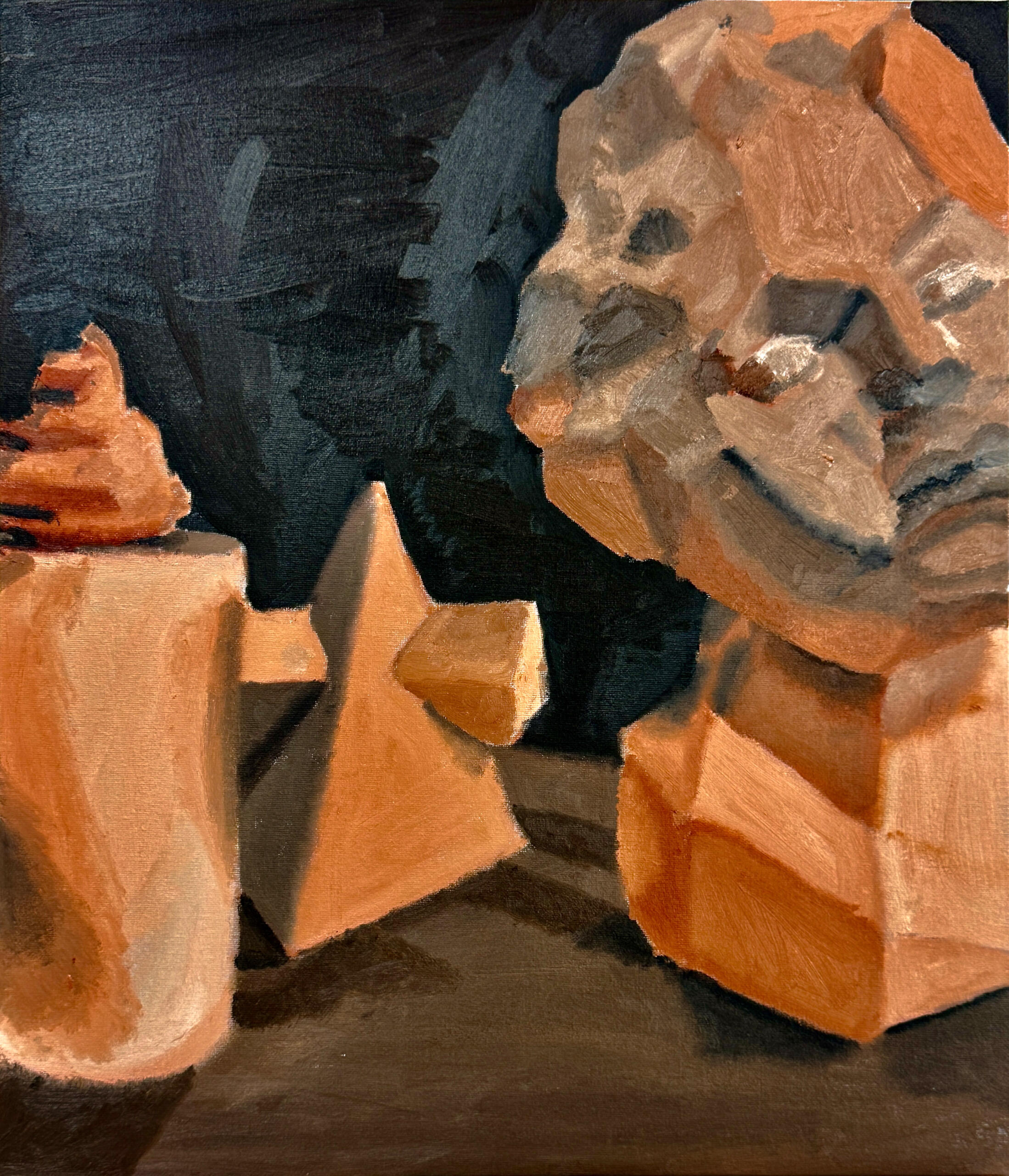 Robert Johnson, Still Life (And Other Crap), 2024, Oil paint on canvas, 55 x 46 cm
